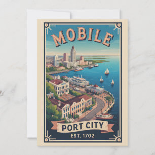 Vintage Mobile Alabama Retro-Reiseziel Feiertagskarte