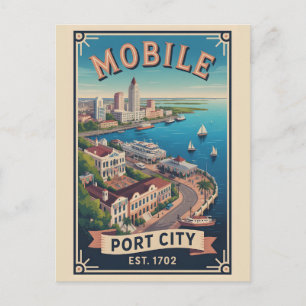 Vintage Mobile Alabama Retro-Reiseziel Postkarte