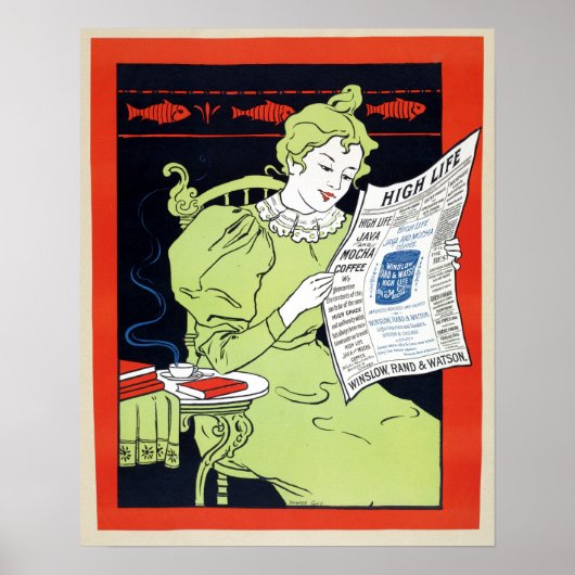 Vintage Mocha-Kaffeewerbung in den 1890er Jahren Poster (Vorne)