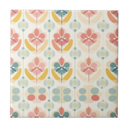 Vintage Mod Abstrakte Blumenkreise Keramik Tile Fliese
