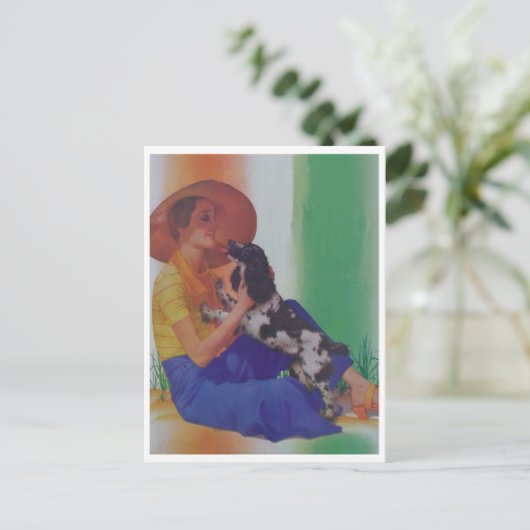 Vintage Mode 1933 Postkarte (Stehend Vorderseite)