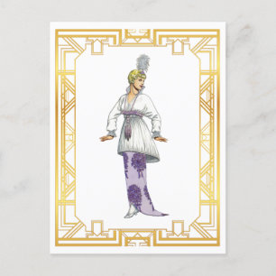Vintage Mode Anfang der 1900er Jahre Abend Gown Fe Postkarte