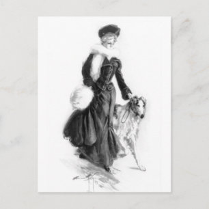 Vintage-Mode Borzoi-Kunst Postkarte