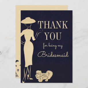Vintage Mode Danke Bridesmaid Card Einladung