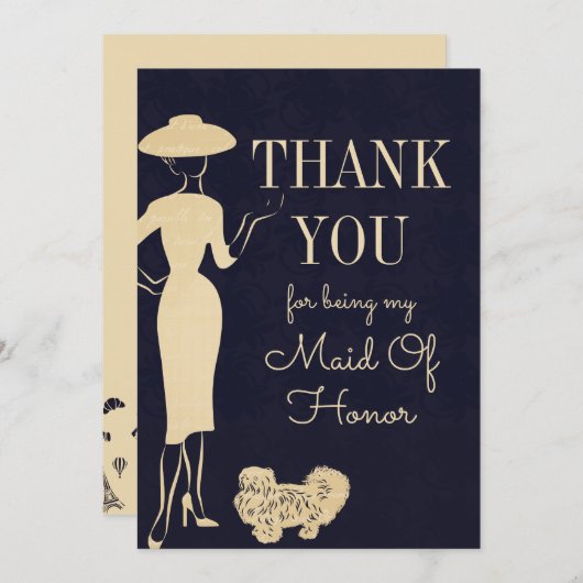 Vintage Mode Danke Trauzeugin Card (Vorne/Hinten)