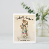 Vintage Mode, Frau aus Rotterdam, Niederlande Postkarte (Stehend Vorderseite)