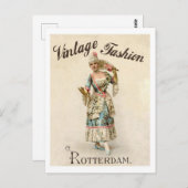 Vintage Mode, Frau aus Rotterdam, Niederlande Postkarte (Vorne/Hinten)