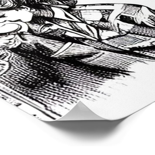 Vintage Mode-Girl Zeichnend Poster (Ecke)