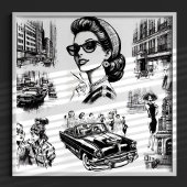 Vintage Mode-Girl Zeichnend Poster