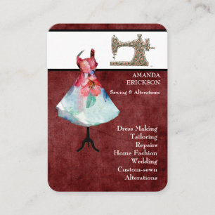 Vintage Mode-Handwerkskunst Girly Floral Nähmaschi Visitenkarte