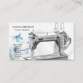 Vintage Mode-Handwerkskunst Girly Floral Nähmaschi Visitenkarte (Vorderseite)