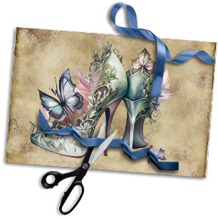 Vintage Mode-High Heels mit Blumenschmetterling Seidenpapier