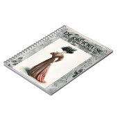 Vintage Mode Illustration Lady Feather Hat Notizblock (Linke Seite)