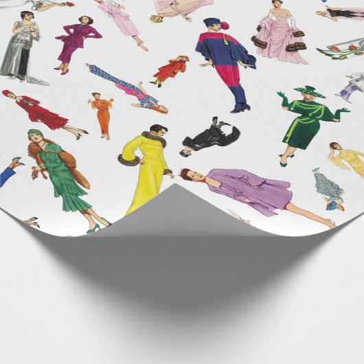 Vintage Mode-Illustrations-Damen Geschenkpapier (Ecke)