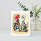 Vintage Mode Illustrationskleider 1886 Postkarte (Stehend Vorderseite)