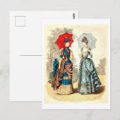 Vintage Mode Illustrationskleider 1886 Postkarte (Vorne/Hinten)