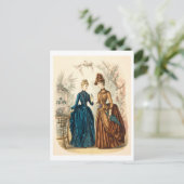 Vintage Mode Illustrationskleider 1886 Postkarte (Stehend Vorderseite)