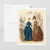 Vintage Mode Illustrationskleider 1886 Postkarte (Vorne/Hinten)