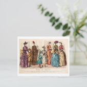 Vintage Mode Illustrationskleider 1889 Postkarte (Stehend Vorderseite)