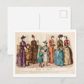 Vintage Mode Illustrationskleider 1889 Postkarte (Vorne/Hinten)