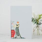 Vintage Mode Kunst-Deko-Freitags Briefpapier (Stehend Vorderseite)