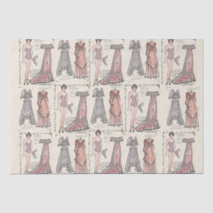 Vintage Mode Kunst-Papierpuppe Seidenpapier