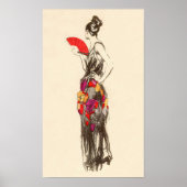 Vintage Mode-Lady mit Frühlingskleid Poster (Vorne)