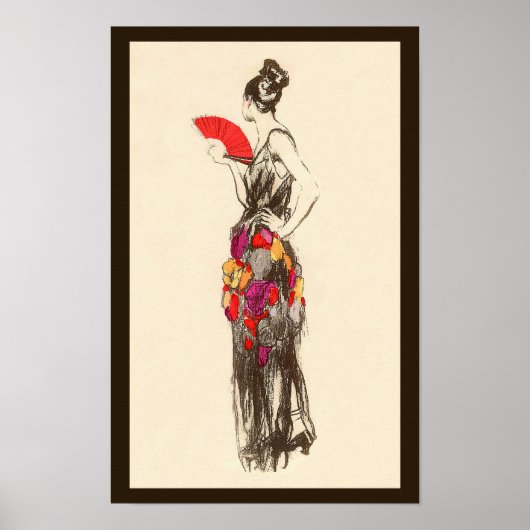 Vintage Mode-Lady mit Frühlingskleid Poster (Vorne)