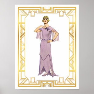 Vintage-Mode Lavendel-Flapper-Kleid 1920er Jahre Poster