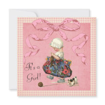 Vintage Mode Mädchen Rosa Band Baby Shower