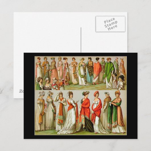 Vintage Mode, Regency Shawls, 1888 Postkarte (Vorne/Hinten)