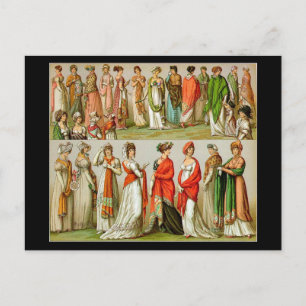 Vintage Mode, Regency Shawls, 1888 Postkarte