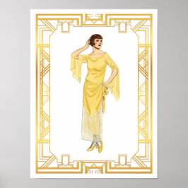 Vintage Mode Roaring 20er Flapper Abend Gown Poster