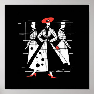 vintage Mode-Schnittmuster-Cover-Art gestylt Poster