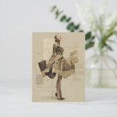 Vintage Mode- und Architektur-Collage Postkarte (Stehend Vorderseite)