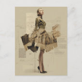 Vintage Mode- und Architektur-Collage Postkarte (Vorderseite)