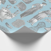 Vintage Modedamen blauer Zwergmaus Geschenkpapier (Ecke)