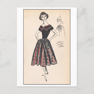 Vintage-Modeentwurf für Kleid, Creators Studios Postkarte