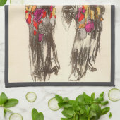 Vintage Modefrauen mit Frühlingskleidern Geschirrtuch (Gefaltet)