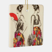 Vintage Modefrauen mit Frühlingskleidern Keramikornament (Rechts)