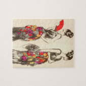 Vintage Modefrauen mit Frühlingskleidern Puzzle (Horizontal)