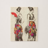 Vintage Modefrauen mit Frühlingskleidern Puzzle (Vertikal)