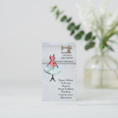 Vintage Modehandwerker Girly Floral Nähen Visitenkarte (Stehend Vorderseite)