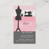 Vintage Modehandwerkzeuge Girly Pink Floral Nähen Visitenkarte (Rückseite)