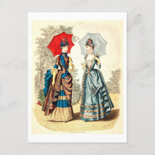 Vintage Modeillustration Kleider 1886 Postkarte