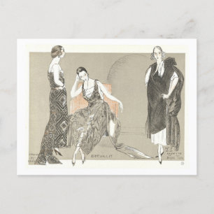 Vintage Modeillustrations-Postkarte Postkarte