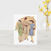 Vintage Modekarte der 40er Jahre Karte (Gelbe Blume)