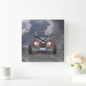 Vintage Model T Automobile Wall Clock Quadratische Wanduhr (Zuhause)
