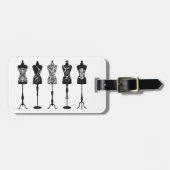 Vintage Modemannequin-Silhouetten Gepäckanhänger (Vorderseite horizontal)