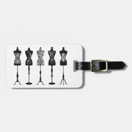 Vintage Modemannequin-Silhouetten Gepäckanhänger